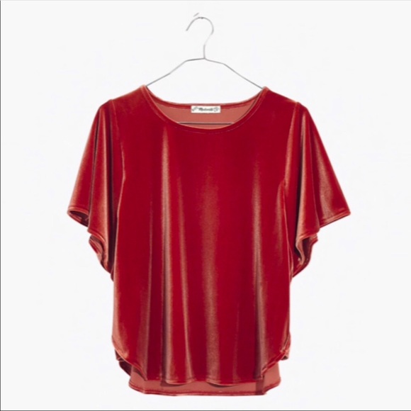 Madewell Velvet Butterfly Top on Burnt Orange NWT - Picture 2 of 8